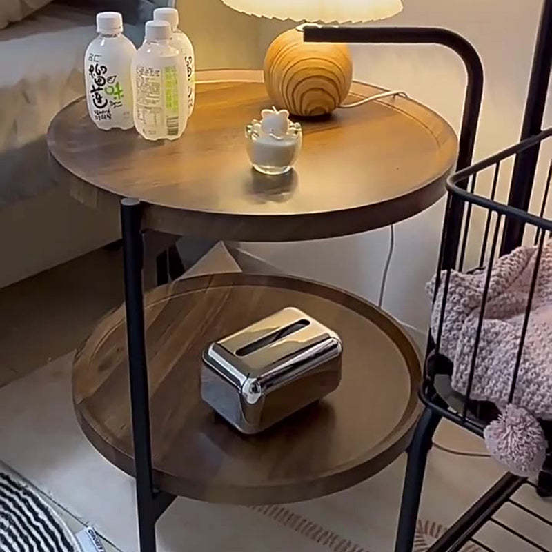 Scandinavian Metal Sector Removable Round End Table 2-Tier