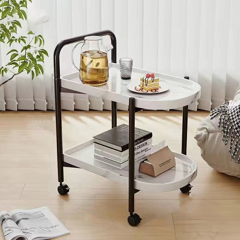 Scandinavian Metal Sector Removable Round End Table 2-Tier