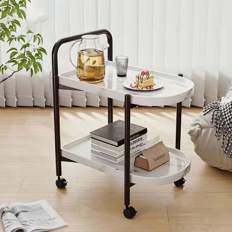 Scandinavian Metal Sector Removable Round End Table 2-Tier