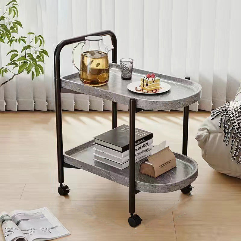 Scandinavian Metal Sector Removable Round End Table 2-Tier