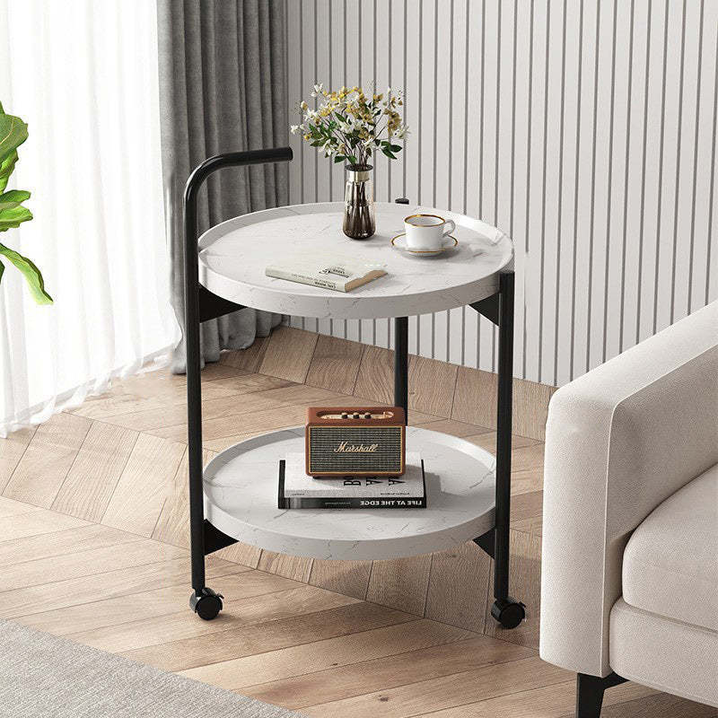 Gray metal round removable end & side tables - nordic — White