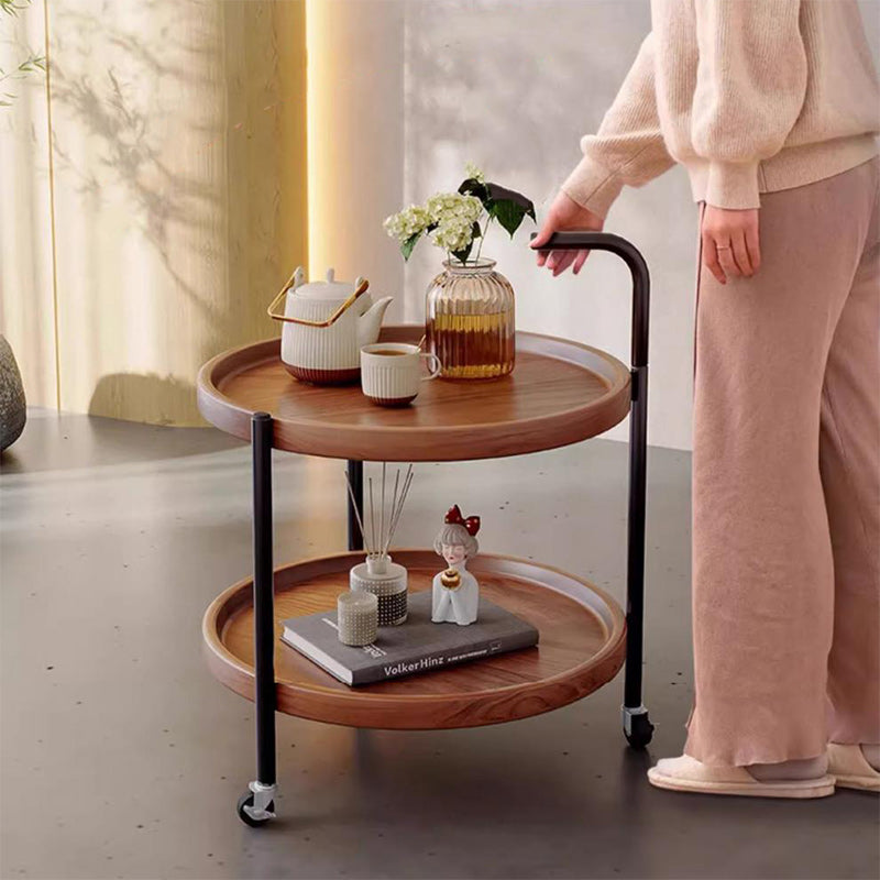 Scandinavian Metal Sector Removable Round End Table 2-Tier — Round / White