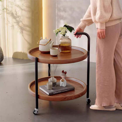 Scandinavian Metal Sector Removable Round End Table 2-Tier — Round / White