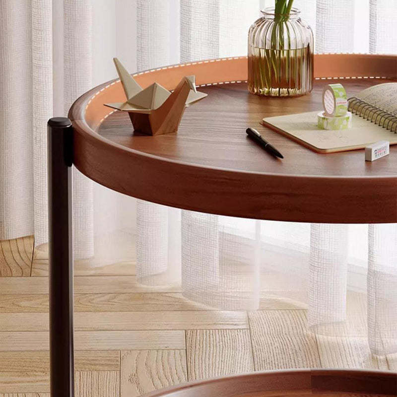 Scandinavian Metal Sector Removable Round End Table 2-Tier