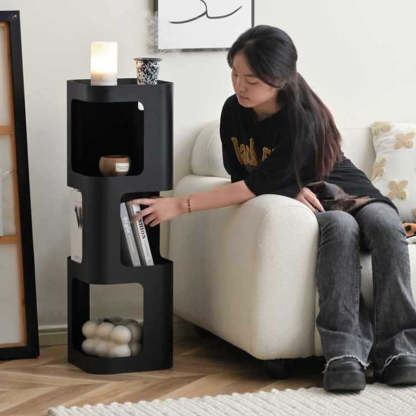 Scandinavian Cream Carbon Steel Side Table 3-Tier