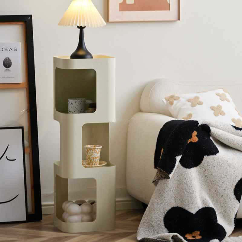 Scandinavian Cream Carbon Steel Side Table 3-Tier