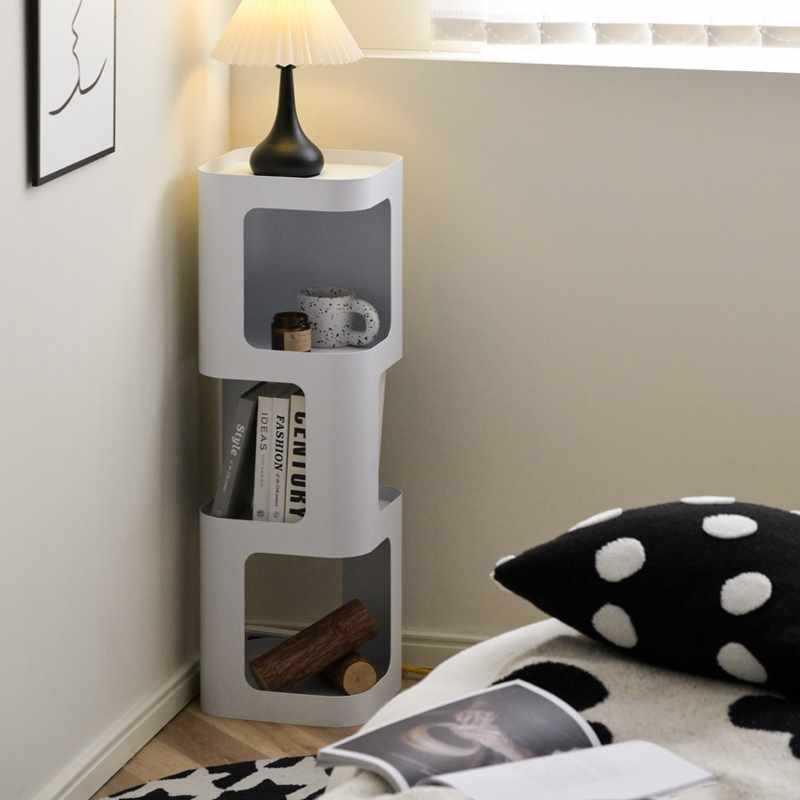 Scandinavian Cream Carbon Steel Side Table 3-Tier — White