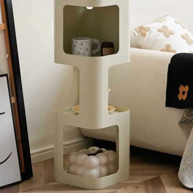Scandinavian Cream Carbon Steel Side Table 3-Tier
