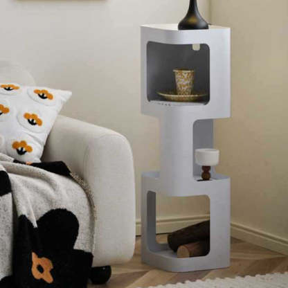Scandinavian Cream Carbon Steel Side Table 3-Tier