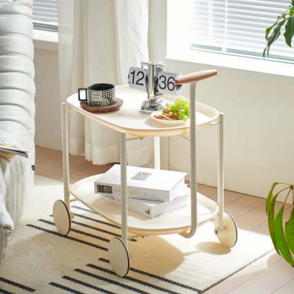 Scandinavian Oval Steel End Table — Yellow