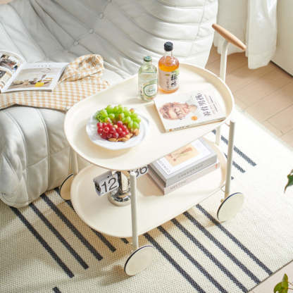 Scandinavian Oval Steel End Table