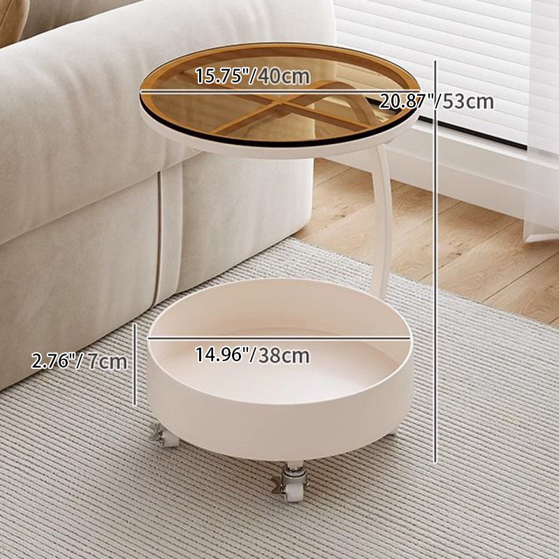Minimalist Disc Glass Rock Slab Side Table