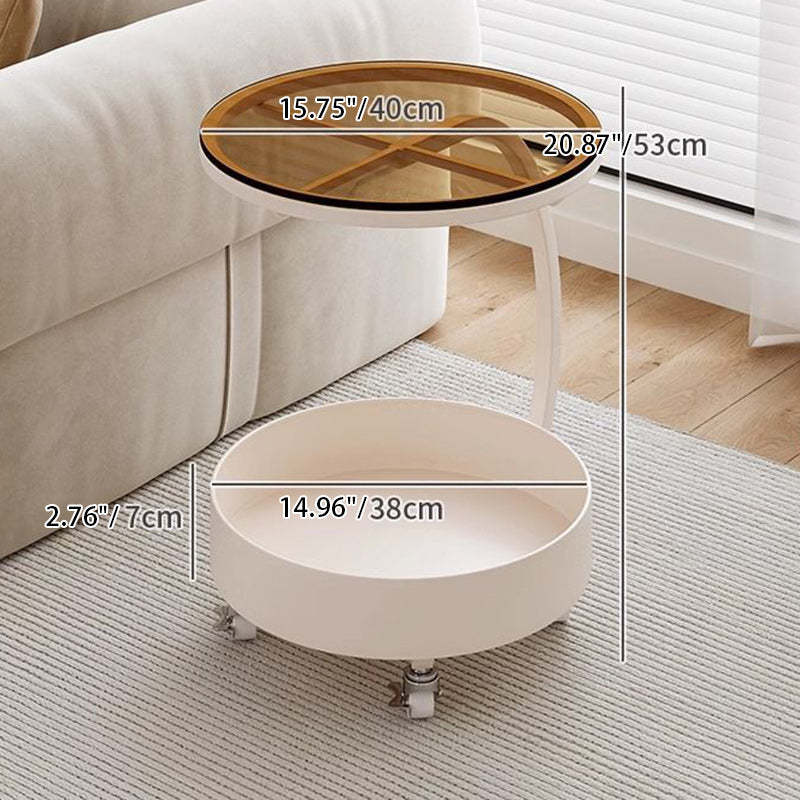 Minimalist Disc Glass Rock Slab Side Table