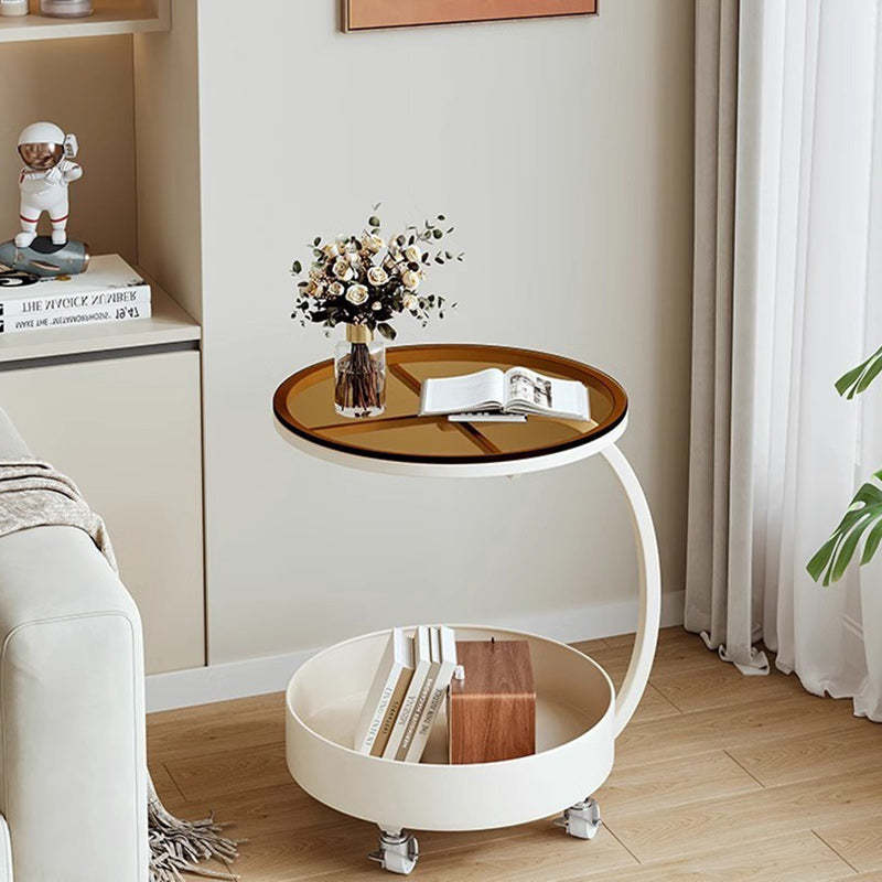 Minimalist Disc Glass Rock Slab Side Table
