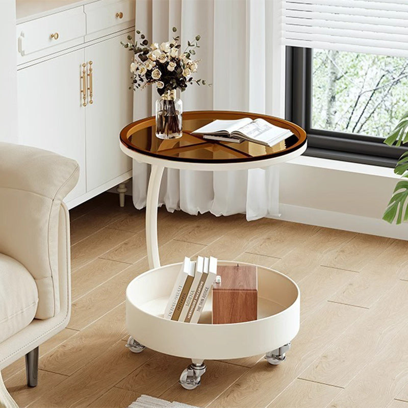 Minimalist Disc Glass Rock Slab Side Table