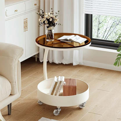 Minimalist Disc Glass Rock Slab Side Table