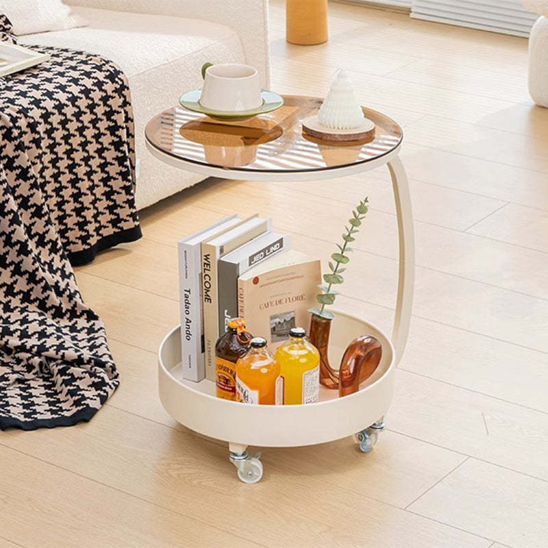 Minimalist Disc Glass Rock Slab Side Table