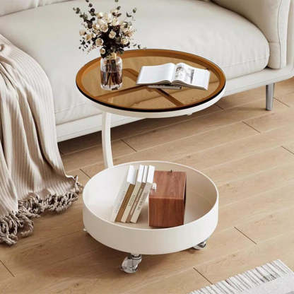 Minimalist Disc Glass Rock Slab Side Table
