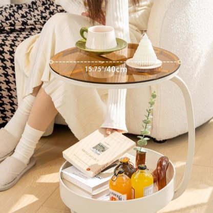 Minimalist Disc Glass Rock Slab Side Table