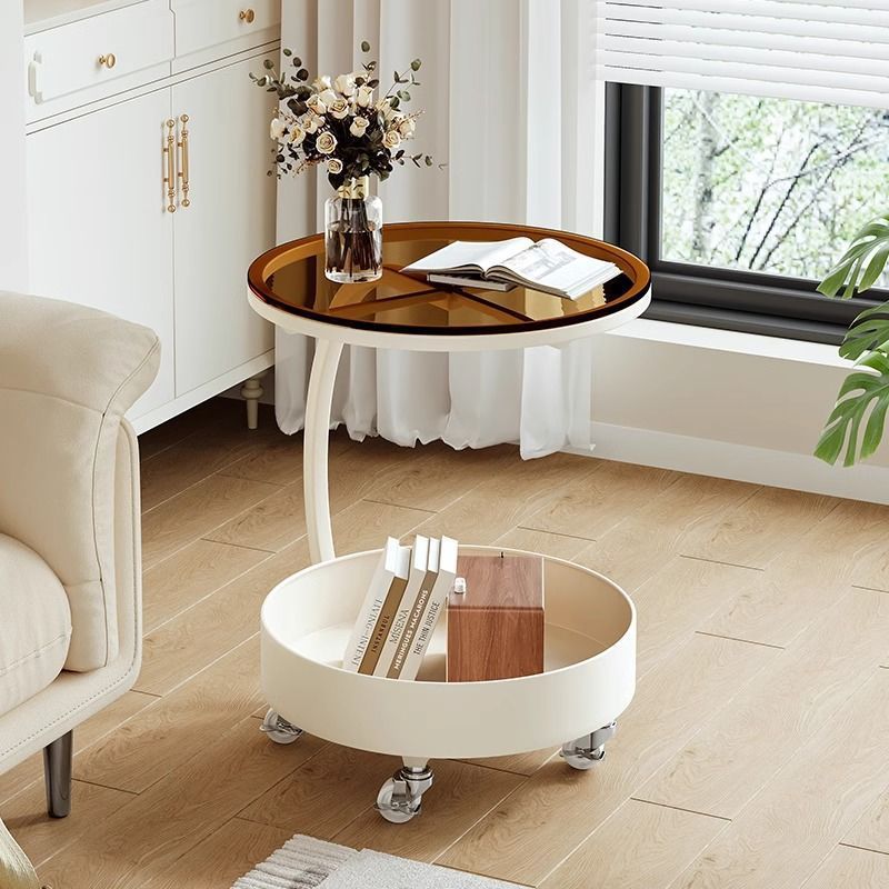 Minimalist Disc Glass Rock Slab Side Table