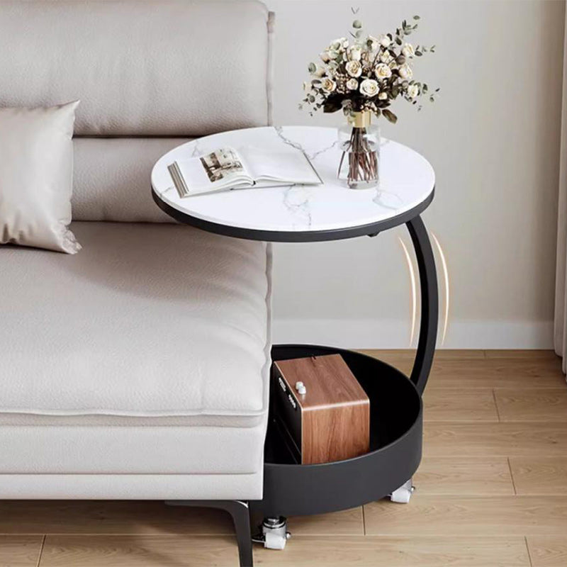 Minimalist Disc Glass Rock Slab Side Table