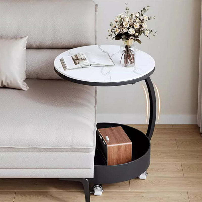 Minimalist Disc Glass Rock Slab Side Table