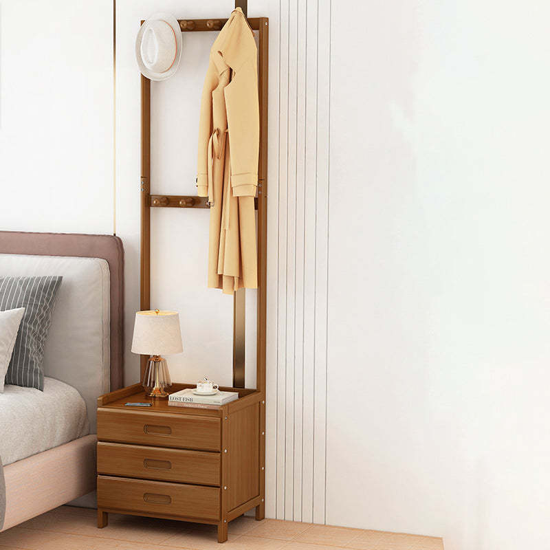 Minimalist Bamboo Cloak Rack Nightstand — 1 / Brown