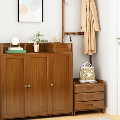Minimalist Bamboo Cloak Rack Nightstand