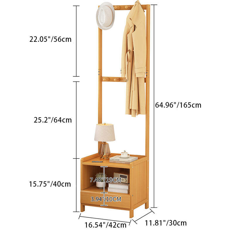 Minimalist Bamboo Cloak Rack Nightstand — 3 - A / Brown