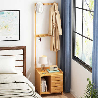 Minimalist Bamboo Cloak Rack Nightstand — 1 / Original Wood Color