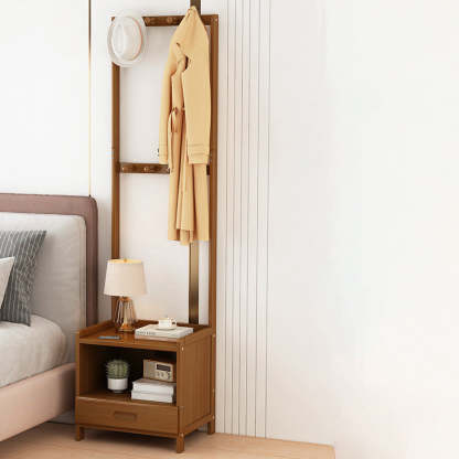 Minimalist Bamboo Cloak Rack Nightstand — 3 - A / Original Wood Color