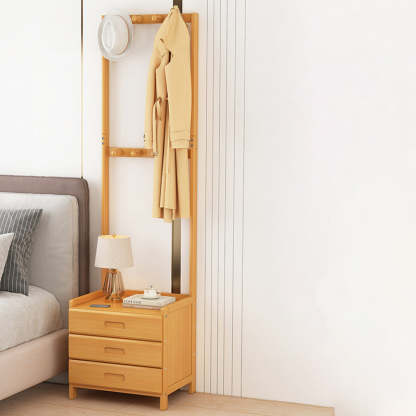 Minimalist Bamboo Cloak Rack Nightstand