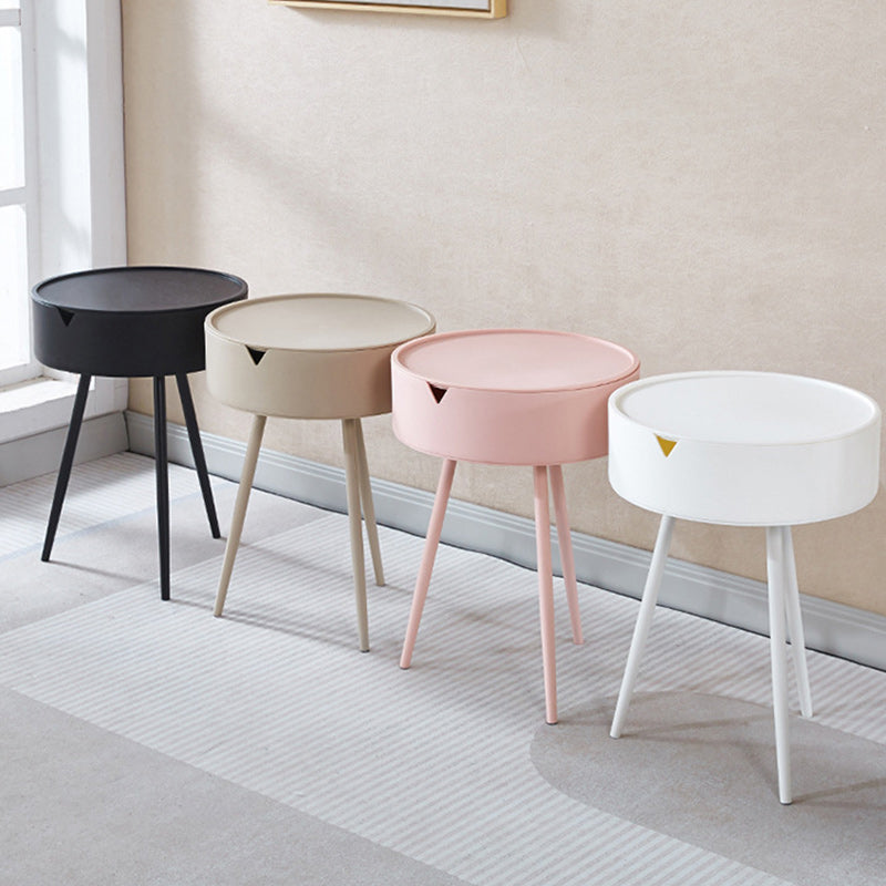 Scandinavian Plastic Iron Cylinder 1-Storage Coffee Table — Pink
