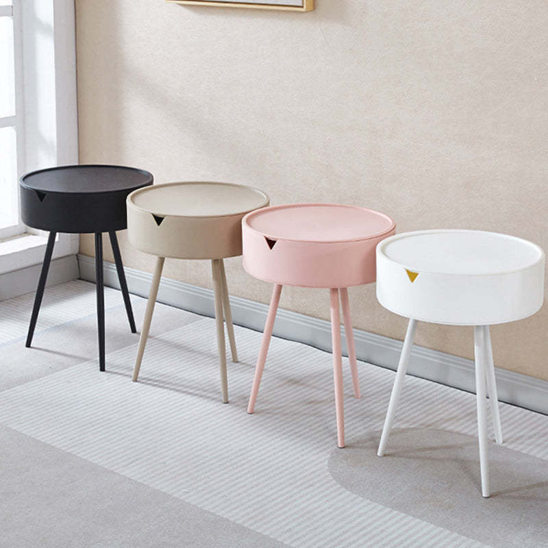 Scandinavian Plastic Iron Cylinder 1-Storage Coffee Table — Pink