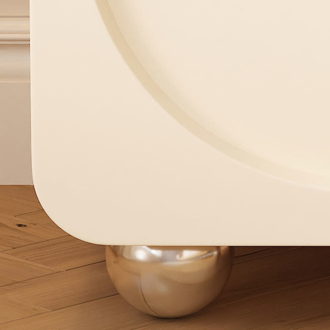 Scandinavian Cream Glass Wood Square Nightstand 2-Drawer — White