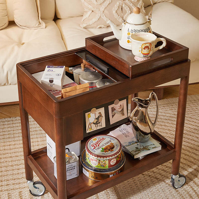 Vintage Wood 2-Tier Side Table — Walnut Color