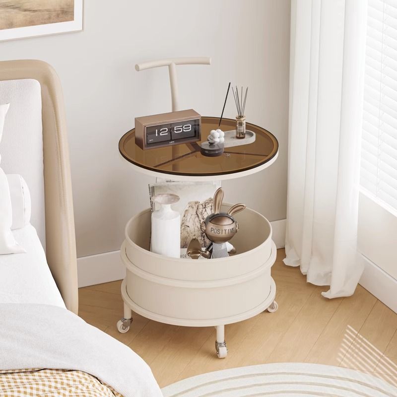 Scandinavian Cream Iron 2-Tier Side Table