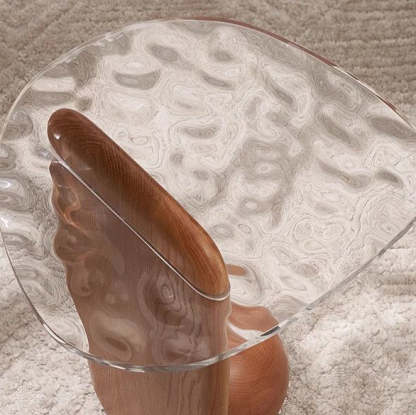 Scandinavian Oval Orb Oak Glass Side Table