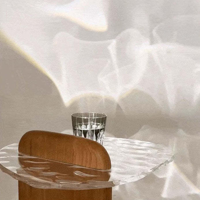 Scandinavian Oval Orb Oak Glass Side Table