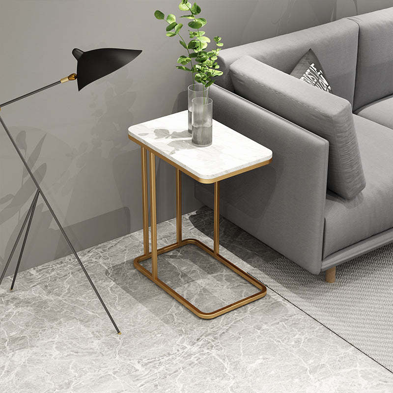 Minimalist Iron Marble Side Table — Gold - Iron