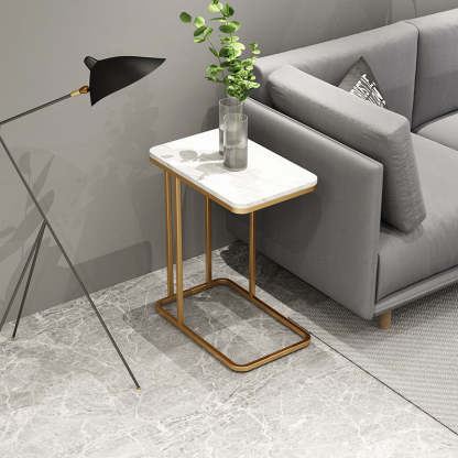 Minimalist Iron Marble Side Table — Gold - Iron