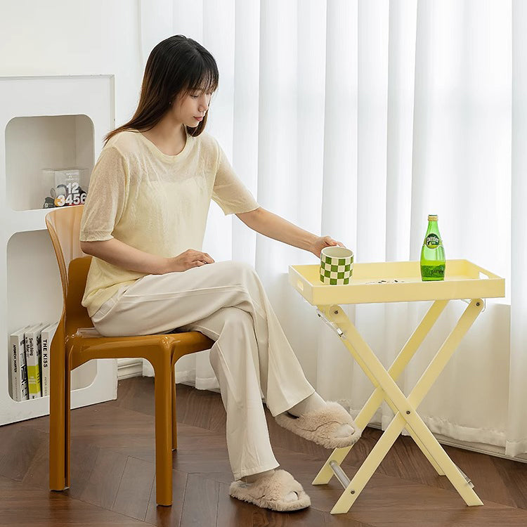 Minimalist Foldable Rainbow Acrylic Side Table — Yellow