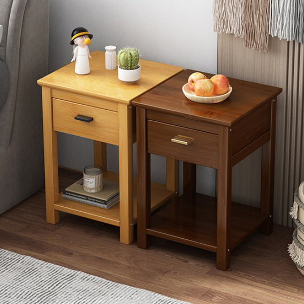 Chinese Bamboo Wood Tiered Side Table — Tea Color