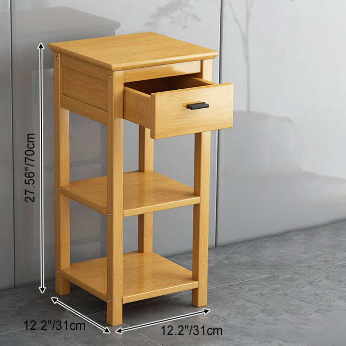 Chinese Bamboo Wood Tiered Side Table — Original Wood Color