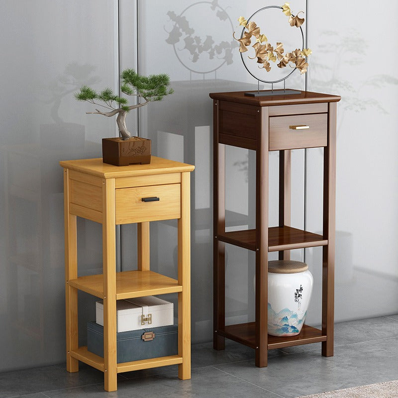 Chinese Bamboo Wood Tiered Side Table