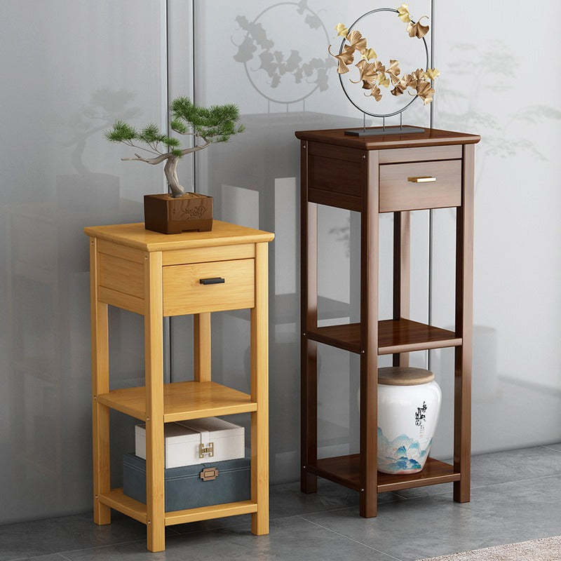 Chinese Bamboo Wood Tiered Side Table