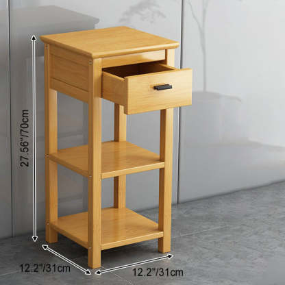 Chinese Bamboo Wood Tiered Side Table — Original Wood Color