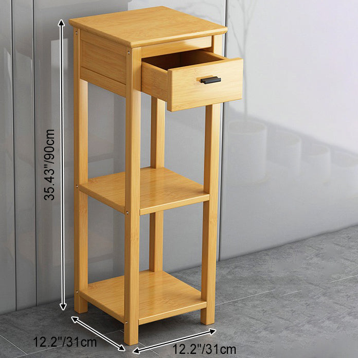 Chinese Bamboo Wood Tiered Side Table — Tea Color