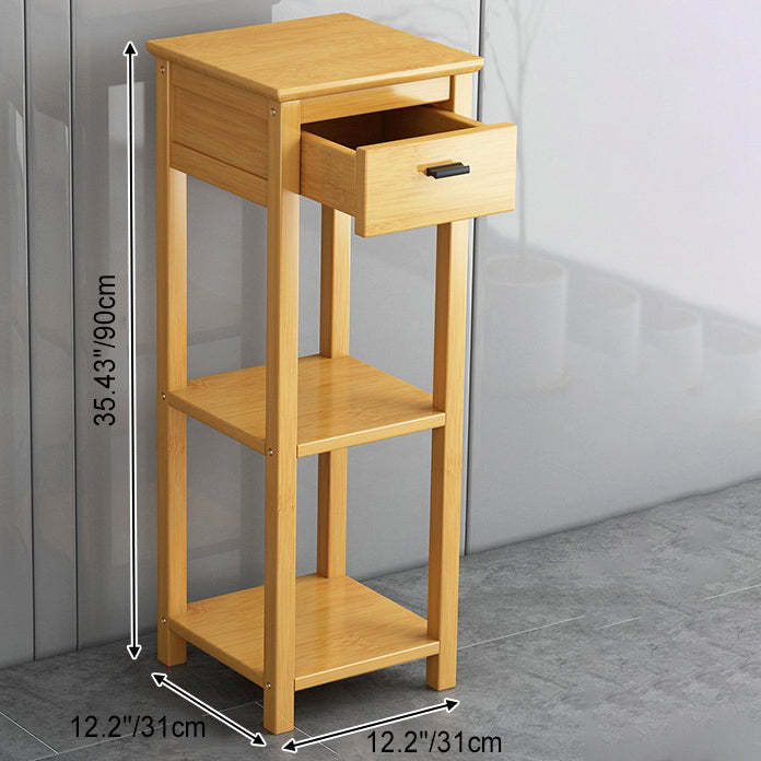 Chinese Bamboo Wood Tiered Side Table — Tea Color