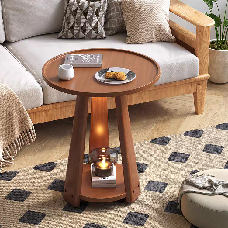 Minimalist Triangle Wood 2-Tier Side Table